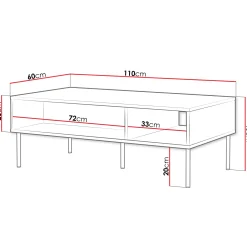 Garnero Arredamenti Tavolino da salotto 110x40cm 2 vani Stark Bianco Opaco Best