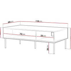 Garnero Arredamenti Tavolino da salotto 110x40cm 2 vani Stark Nero Opaco Online