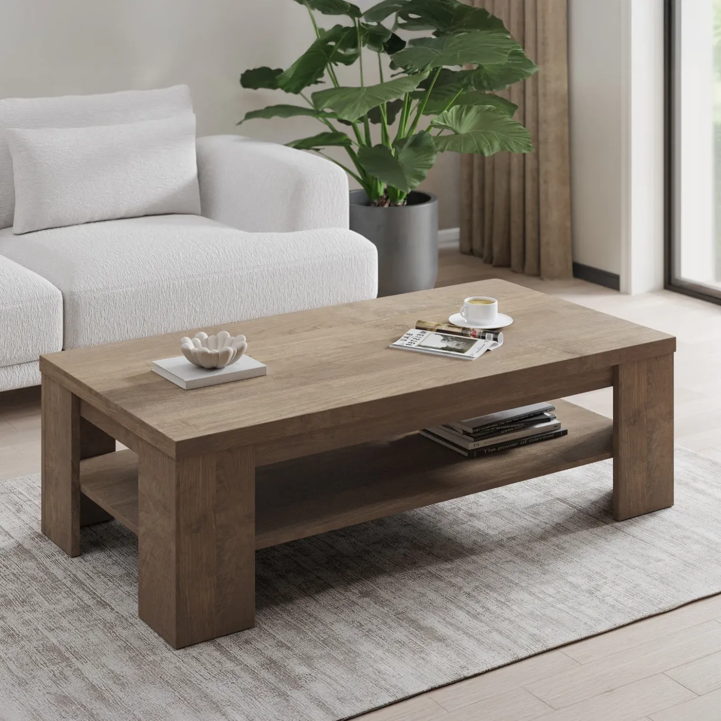 Garnero Arredamenti Tavolino da salotto 130x67cm 1 ripiano moderno Islen Noce New