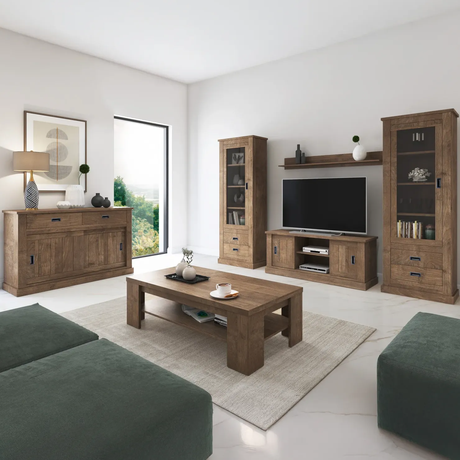 Garnero Arredamenti Tavolino da salotto 130x67cm 1 ripiano moderno Islen Noce New