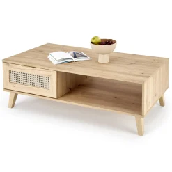 Garnero Arredamenti Tavolino da salotto 120x41cm 1 cassetto 1 vano a giorno moderno rovere Sombra Best