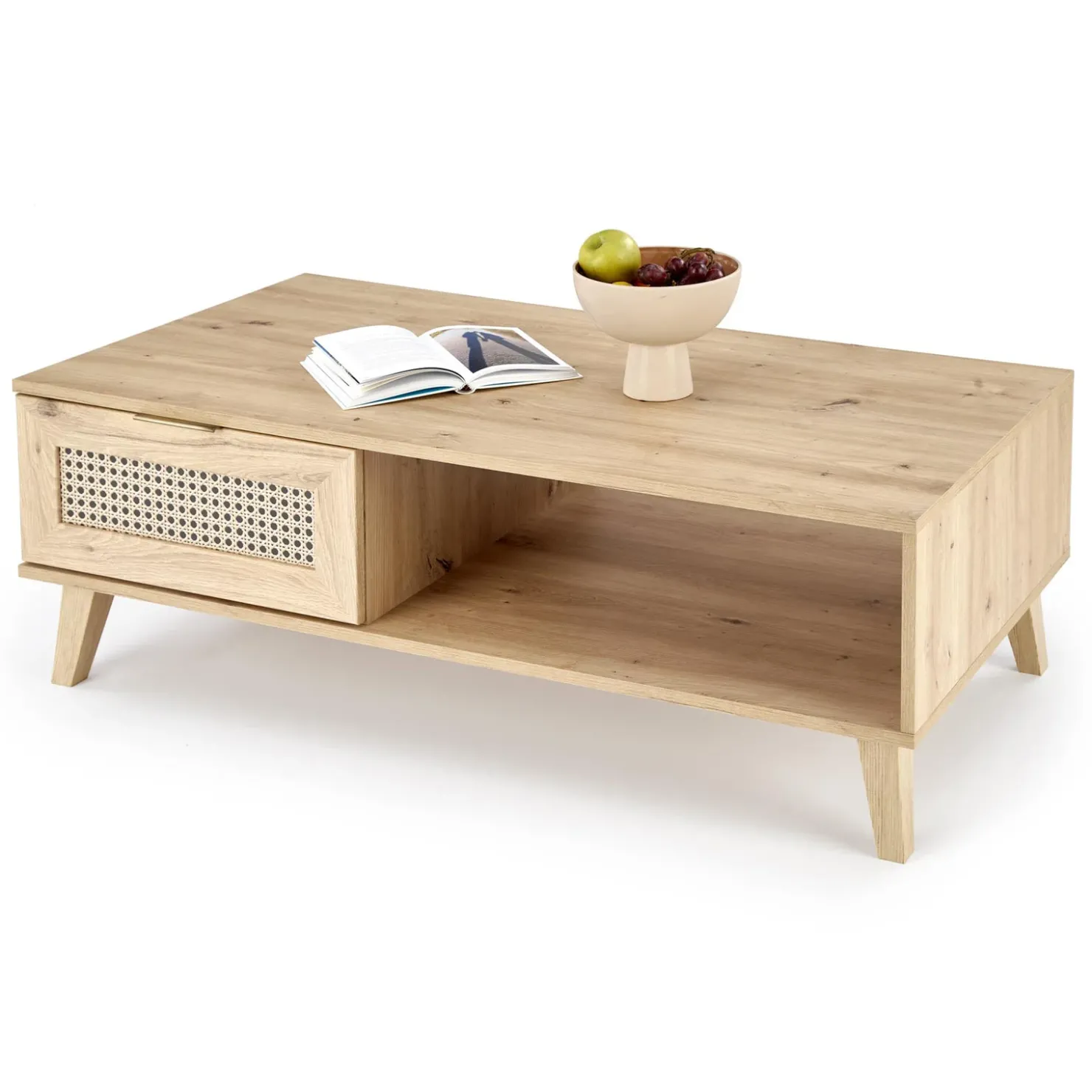 Garnero Arredamenti Tavolino da salotto 120x41cm 1 cassetto 1 vano a giorno moderno rovere Sombra Best