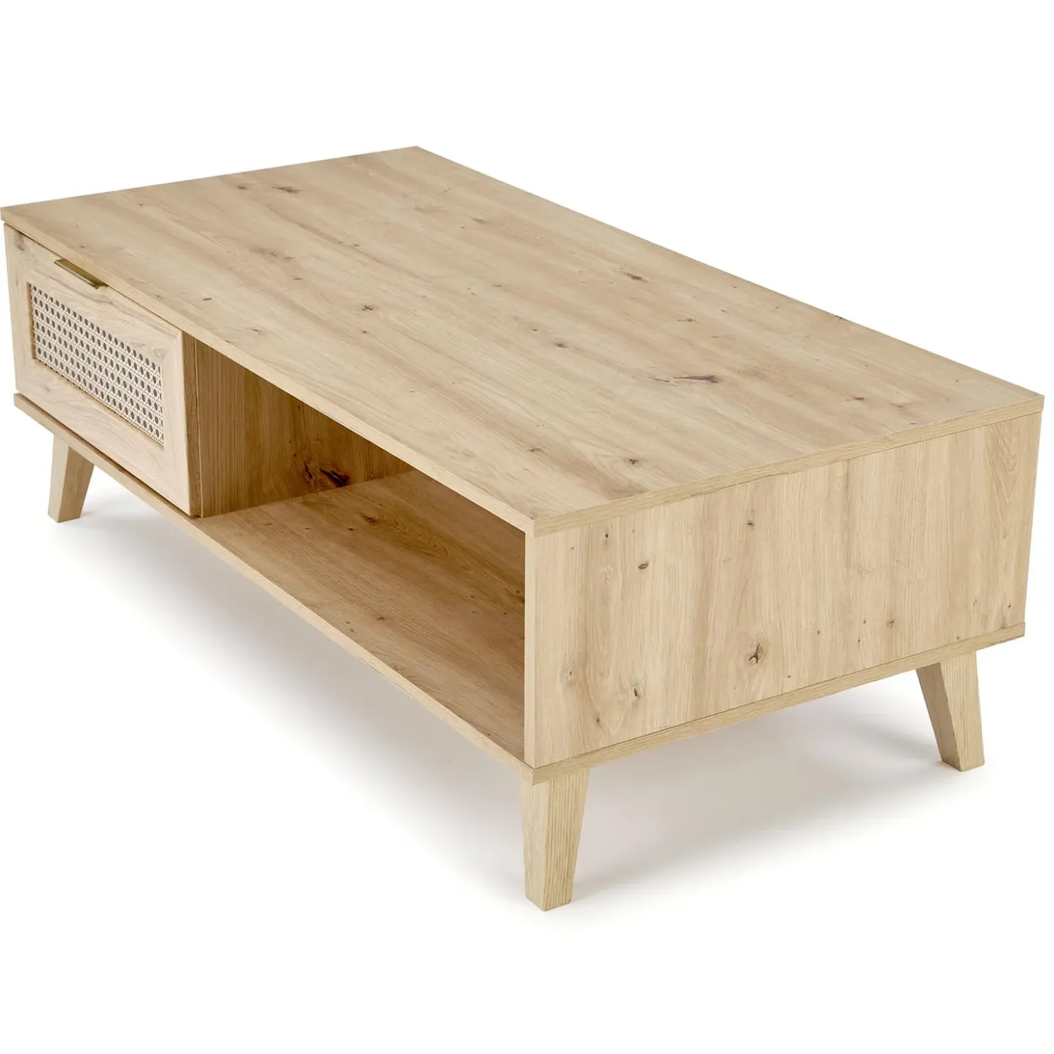 Garnero Arredamenti Tavolino da salotto 120x41cm 1 cassetto 1 vano a giorno moderno rovere Sombra Best