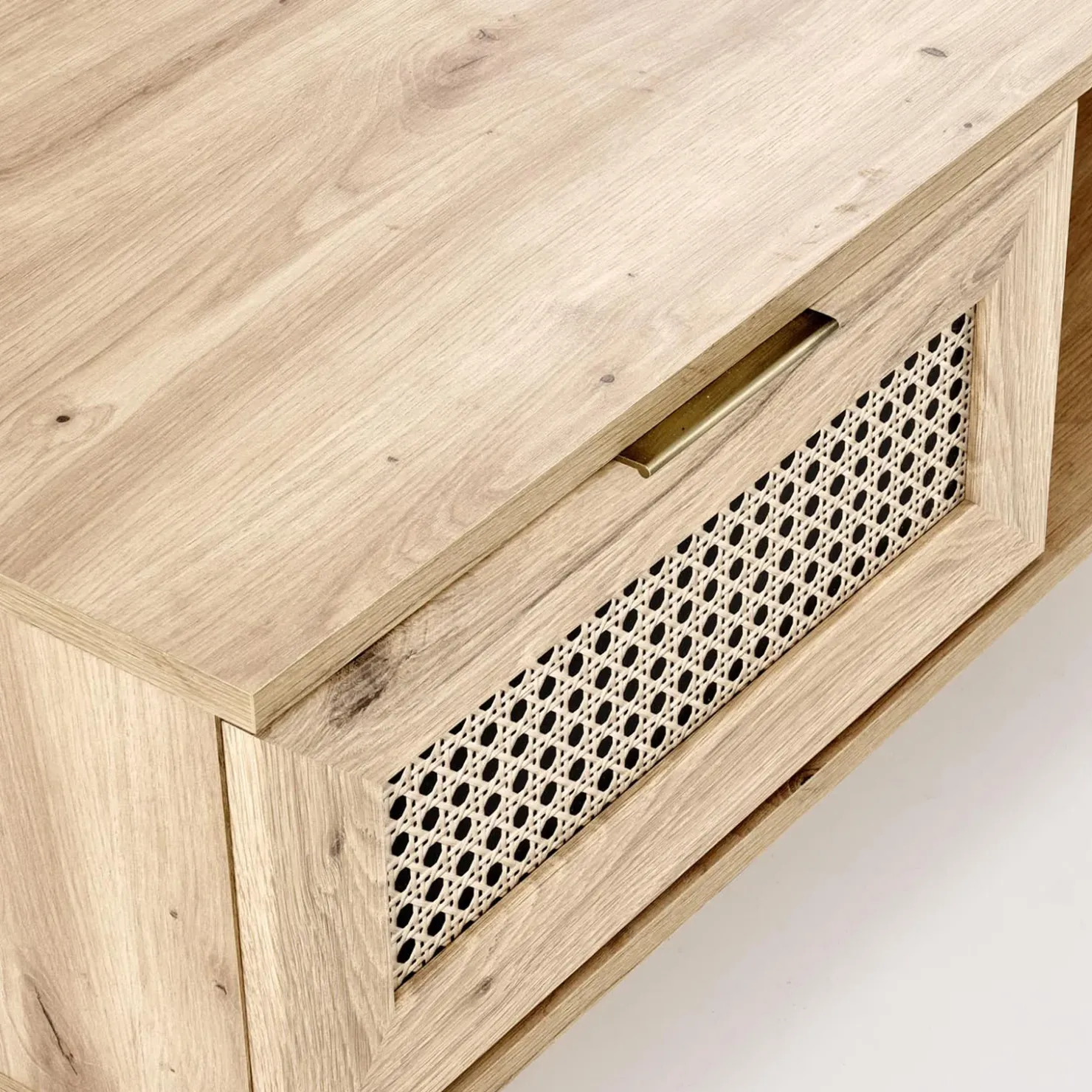 Garnero Arredamenti Tavolino da salotto 120x41cm 1 cassetto 1 vano a giorno moderno rovere Sombra Best