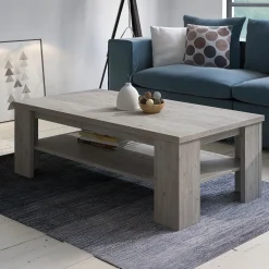 Garnero Arredamenti Tavolino da salotto 110x55cm 1 ripiano moderno rovere grigio Islen Online