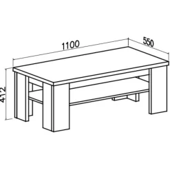 Garnero Arredamenti Tavolino da salotto 110x55cm 1 ripiano moderno rovere grigio Islen Online