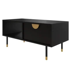 Garnero Arredamenti Tavolino da salotto 100x45cm 1 anta moderno nero Oriana Sale