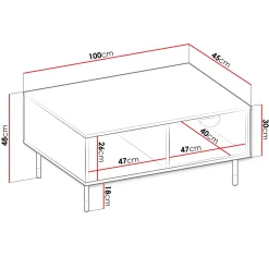 Garnero Arredamenti Tavolino da salotto 100x45cm 1 anta moderno nero Oriana Sale