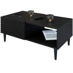 Garnero Arredamenti Tavolino da salotto 100x52cm 2 ante moderno nero Flippo Outlet