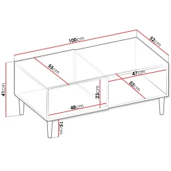 Garnero Arredamenti Tavolino da salotto 100x52cm 2 ante moderno nero Flippo Outlet