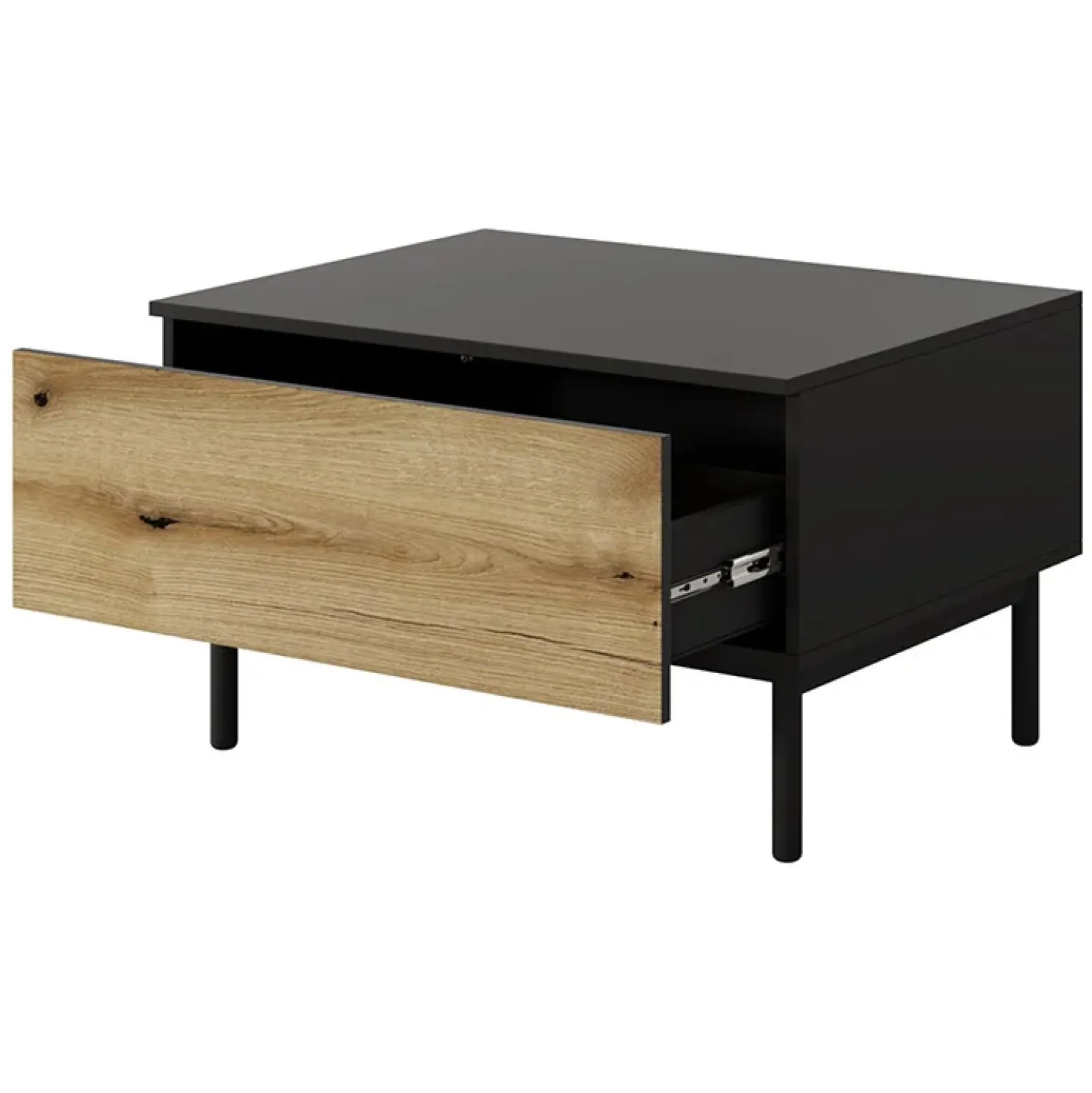 Garnero Arredamenti Tavolino da salotto 80x49cm 1 cassetto nero opaco rovere Amel Outlet