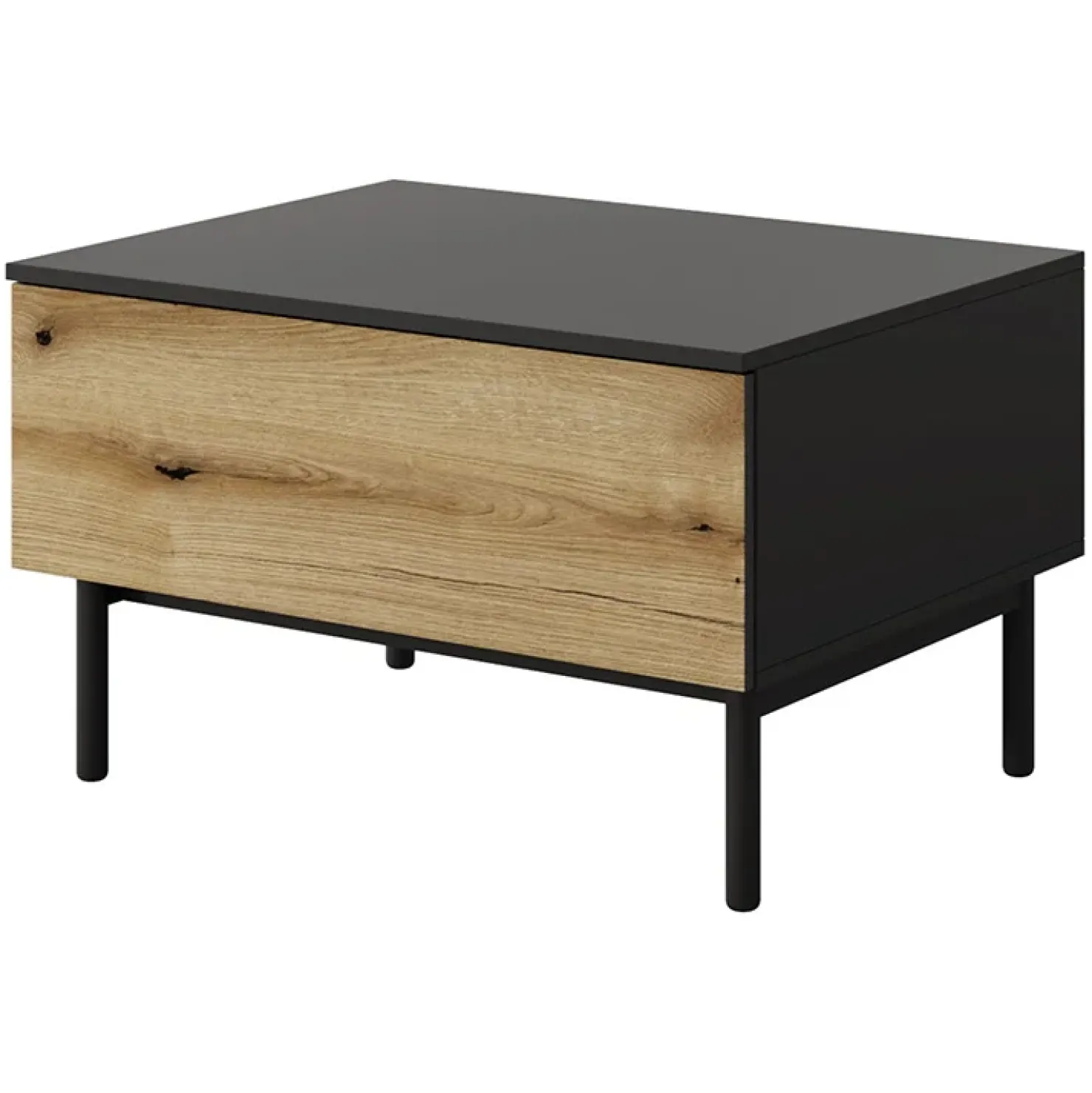 Garnero Arredamenti Tavolino da salotto 80x49cm 1 cassetto nero opaco rovere Amel Outlet