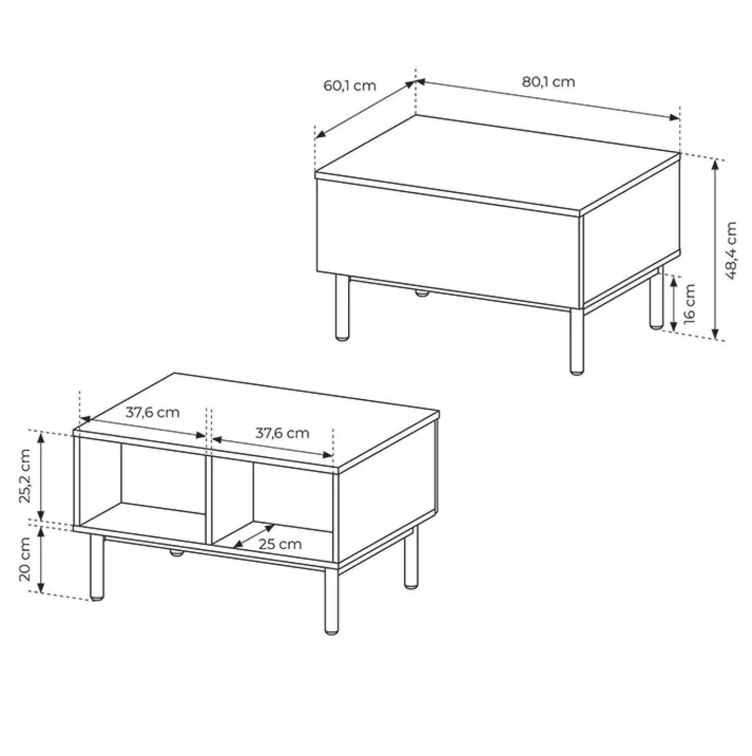 Garnero Arredamenti Tavolino da salotto 80x49cm 1 cassetto nero opaco rovere Amel Outlet