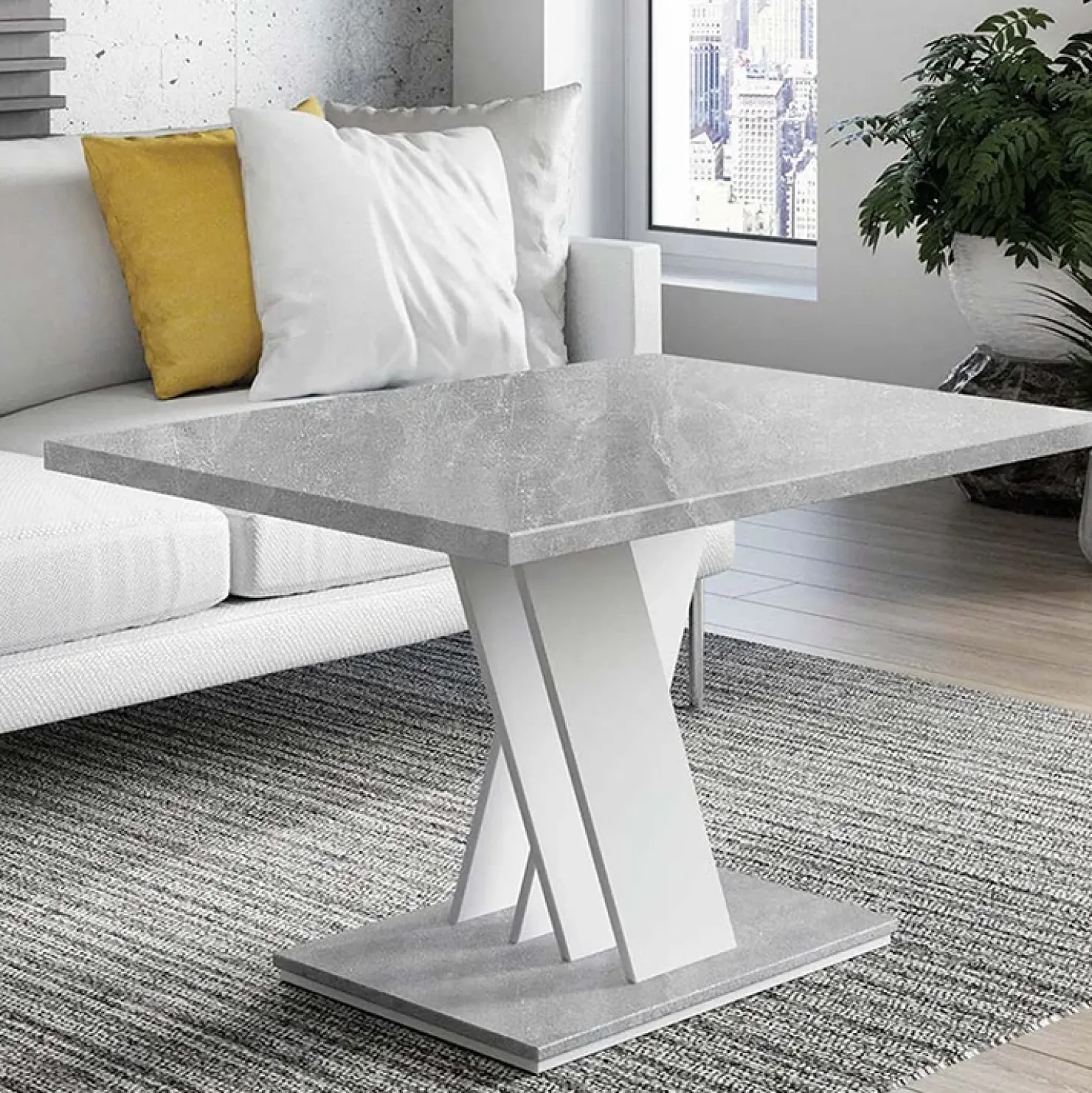 Garnero Arredamenti Tavolino da salotto 100x70cm bianco effetto marmo Amilia Discount