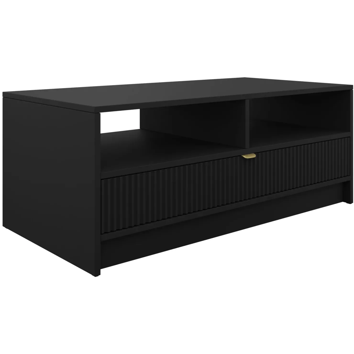 Garnero Arredamenti Tavolino da salotto 100x50cm con cassetto cannettato nero Athena Nero Opaco Outlet