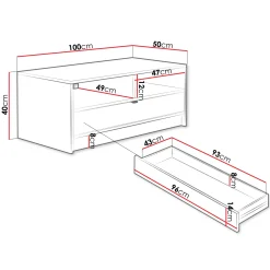 Garnero Arredamenti Tavolino da salotto 100x50cm con cassetto cannettato nero Athena Nero Opaco Outlet