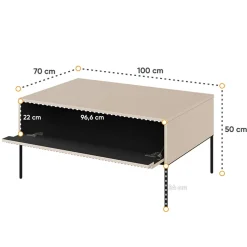 Garnero Arredamenti Tavolino da salotto 100x50cm cannettato nero Camelia Beige New