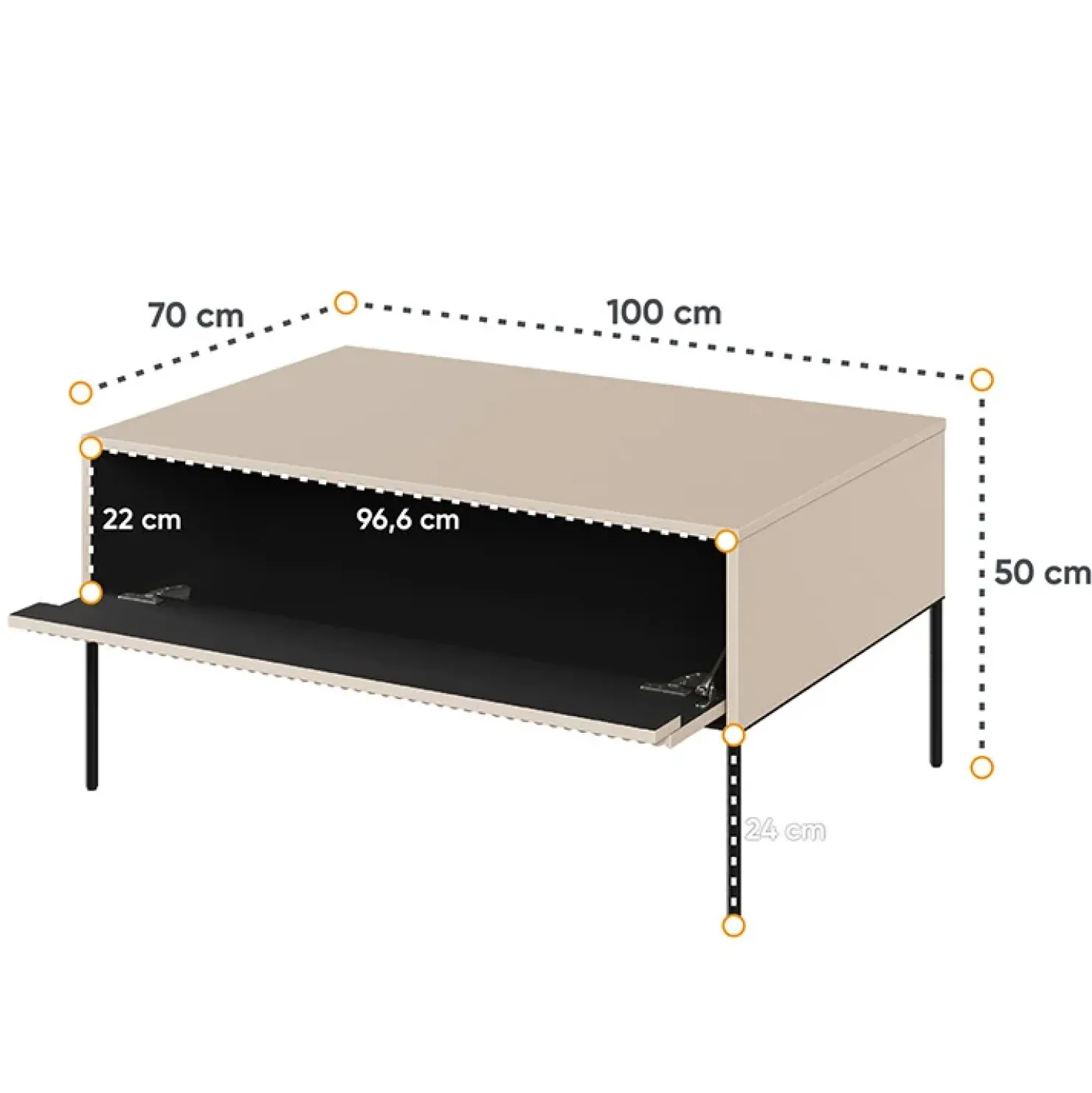 Garnero Arredamenti Tavolino da salotto 100x50cm cannettato nero Camelia Beige New