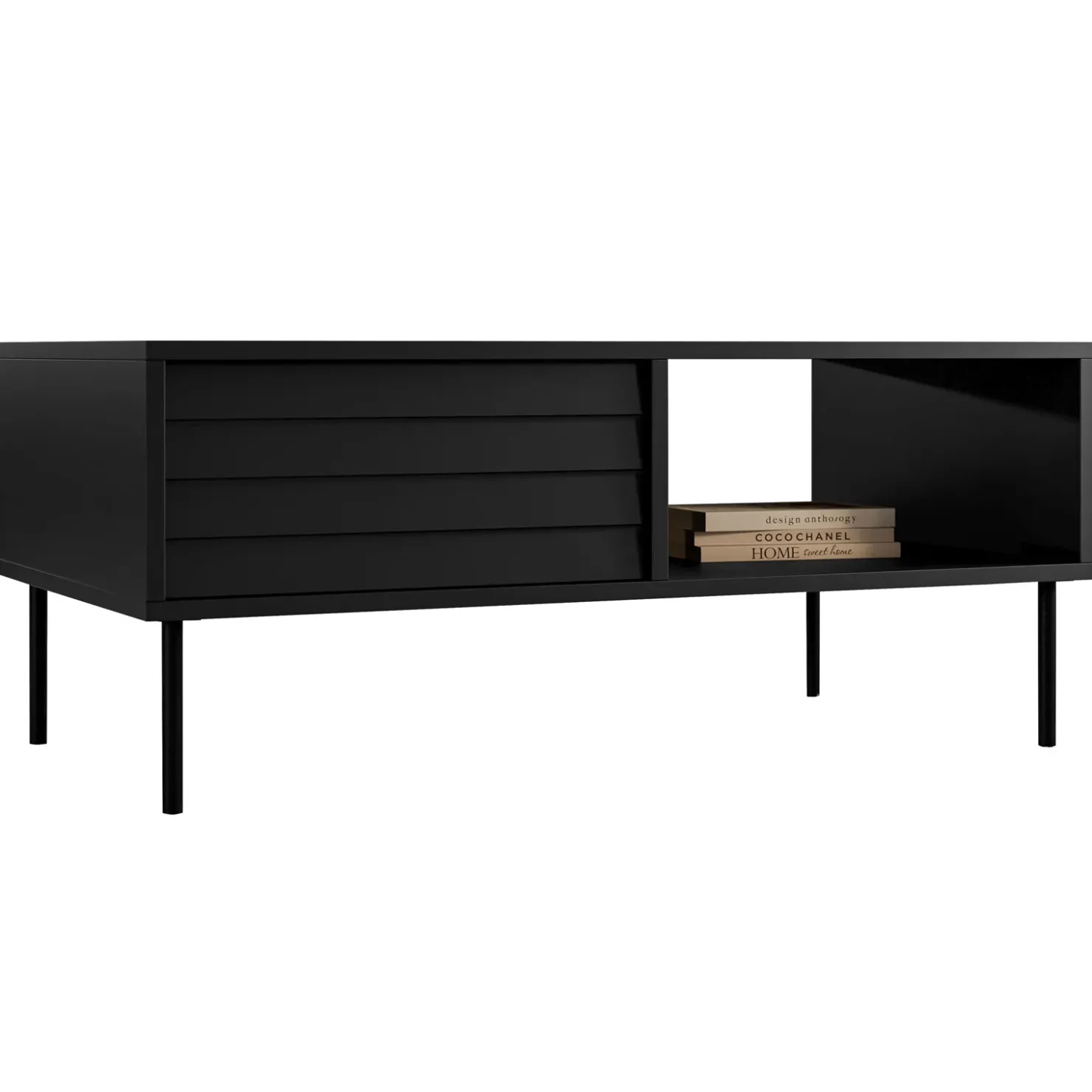 Garnero Arredamenti Tavolino da salotto 100x55cm con vano nero Wild Nero Opaco New