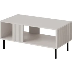 Garnero Arredamenti Tavolino da salotto 92x44cm con frontali cannettati beige Ziggy