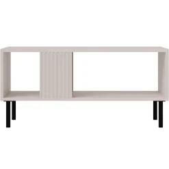 Garnero Arredamenti Tavolino da salotto 92x44cm con frontali cannettati beige Ziggy