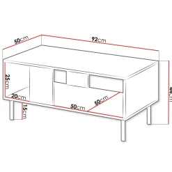 Garnero Arredamenti Tavolino da salotto 92x44cm con frontali cannettati beige Ziggy