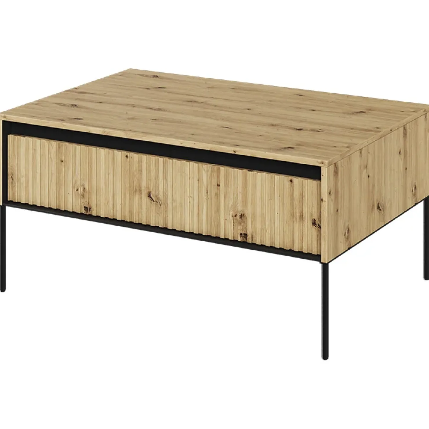 Garnero Arredamenti Tavolino da salotto 100x50cm cannettato nero Camelia Rovere Rustico