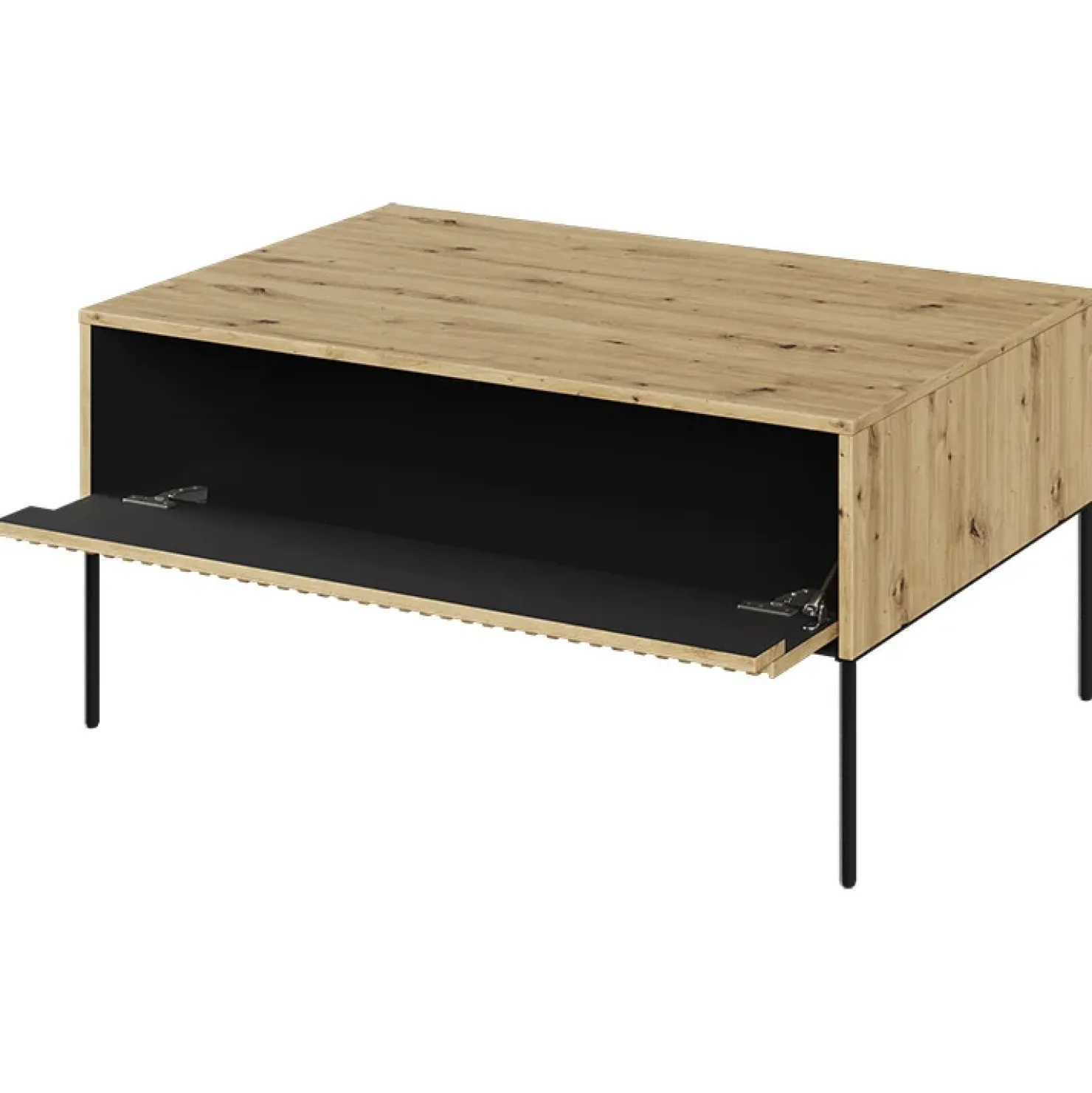 Garnero Arredamenti Tavolino da salotto 100x50cm cannettato nero Camelia Rovere Rustico