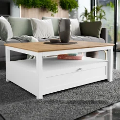 Garnero Arredamenti Tavolino da salotto 104x80cm con cassetto bianco rovere Relaxio Discount