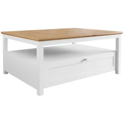 Garnero Arredamenti Tavolino da salotto 104x80cm con cassetto bianco rovere Relaxio Discount