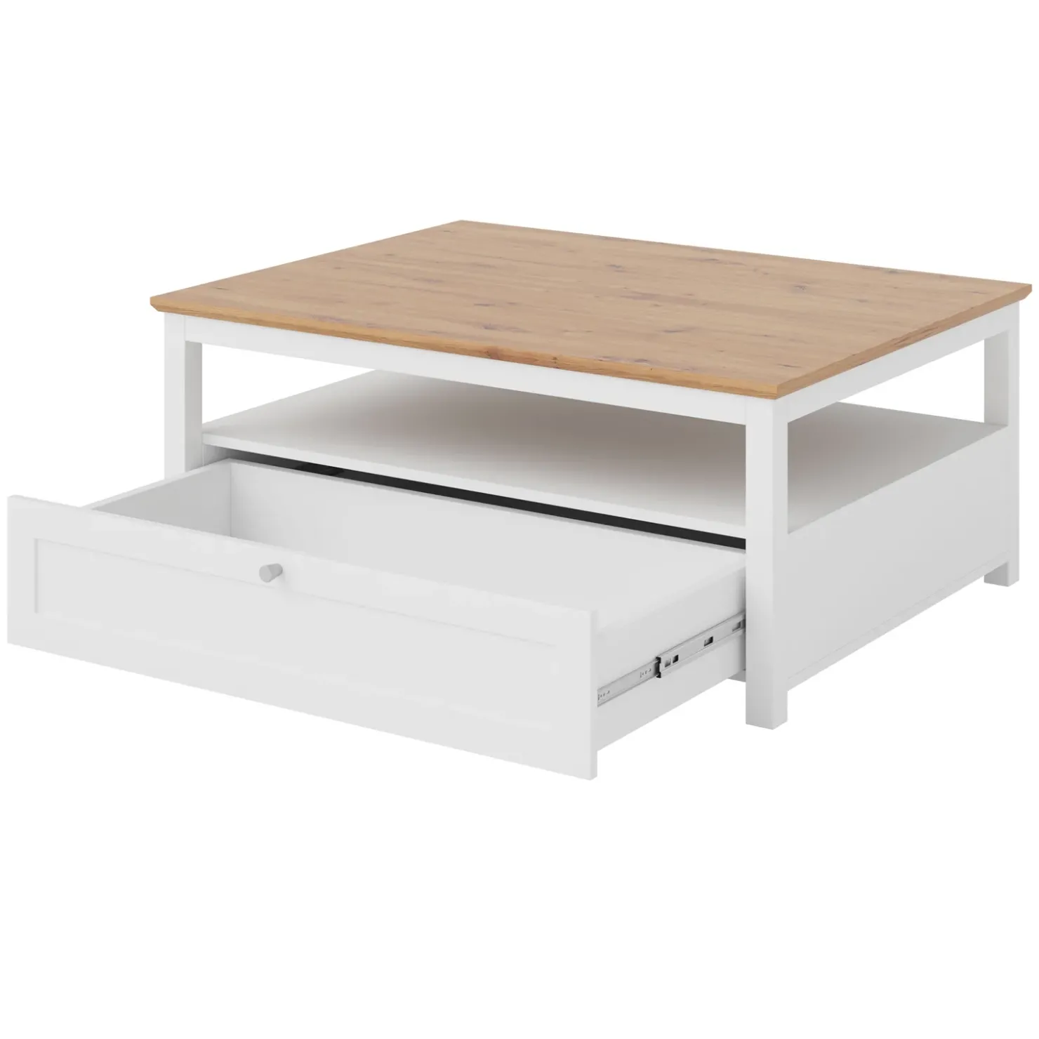 Garnero Arredamenti Tavolino da salotto 104x80cm con cassetto bianco rovere Relaxio Discount