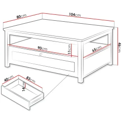 Garnero Arredamenti Tavolino da salotto 104x80cm con cassetto bianco rovere Relaxio Discount