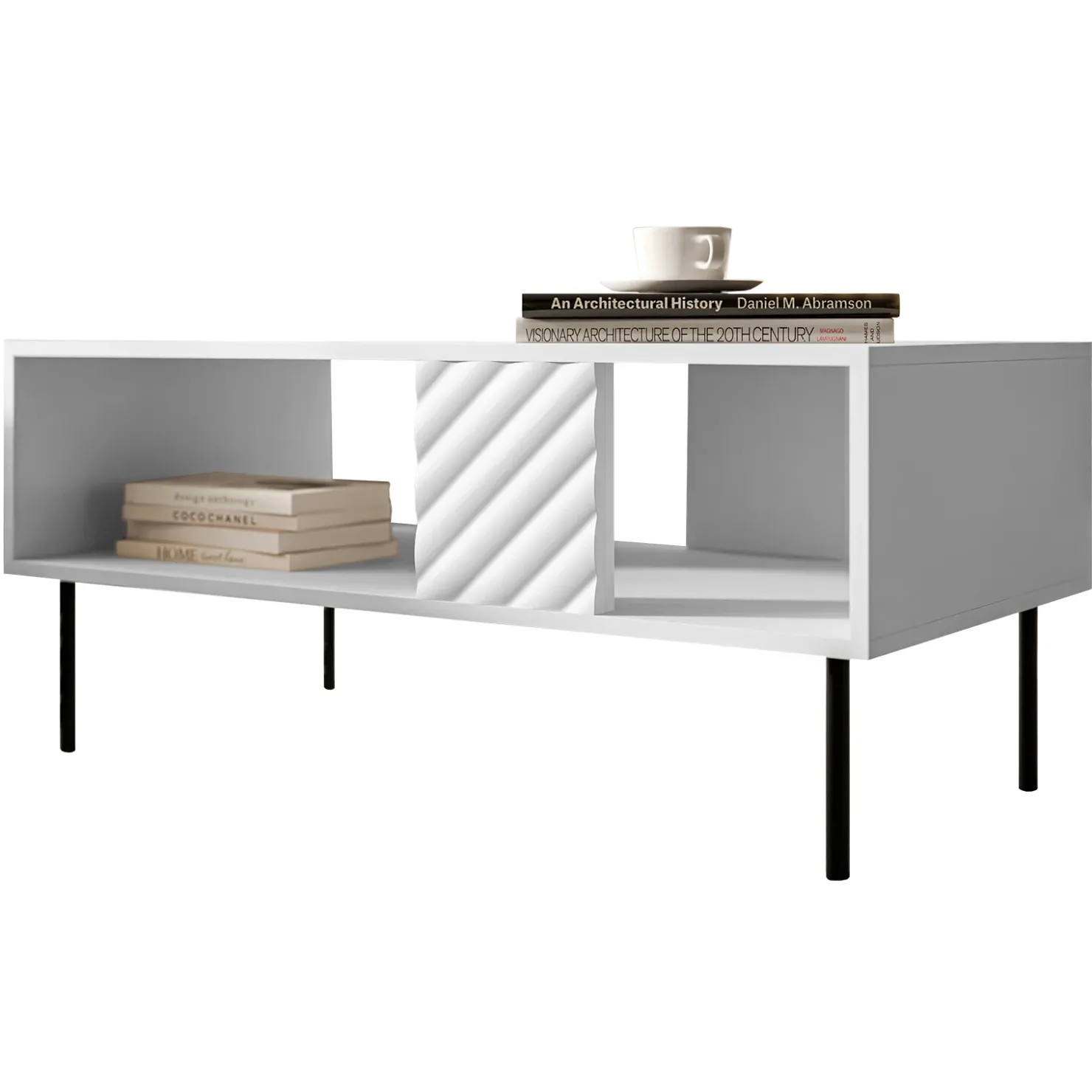 Garnero Arredamenti Tavolino da salotto 100x64cm con frontali decorati bianco Daniele Bianco Opaco Sale