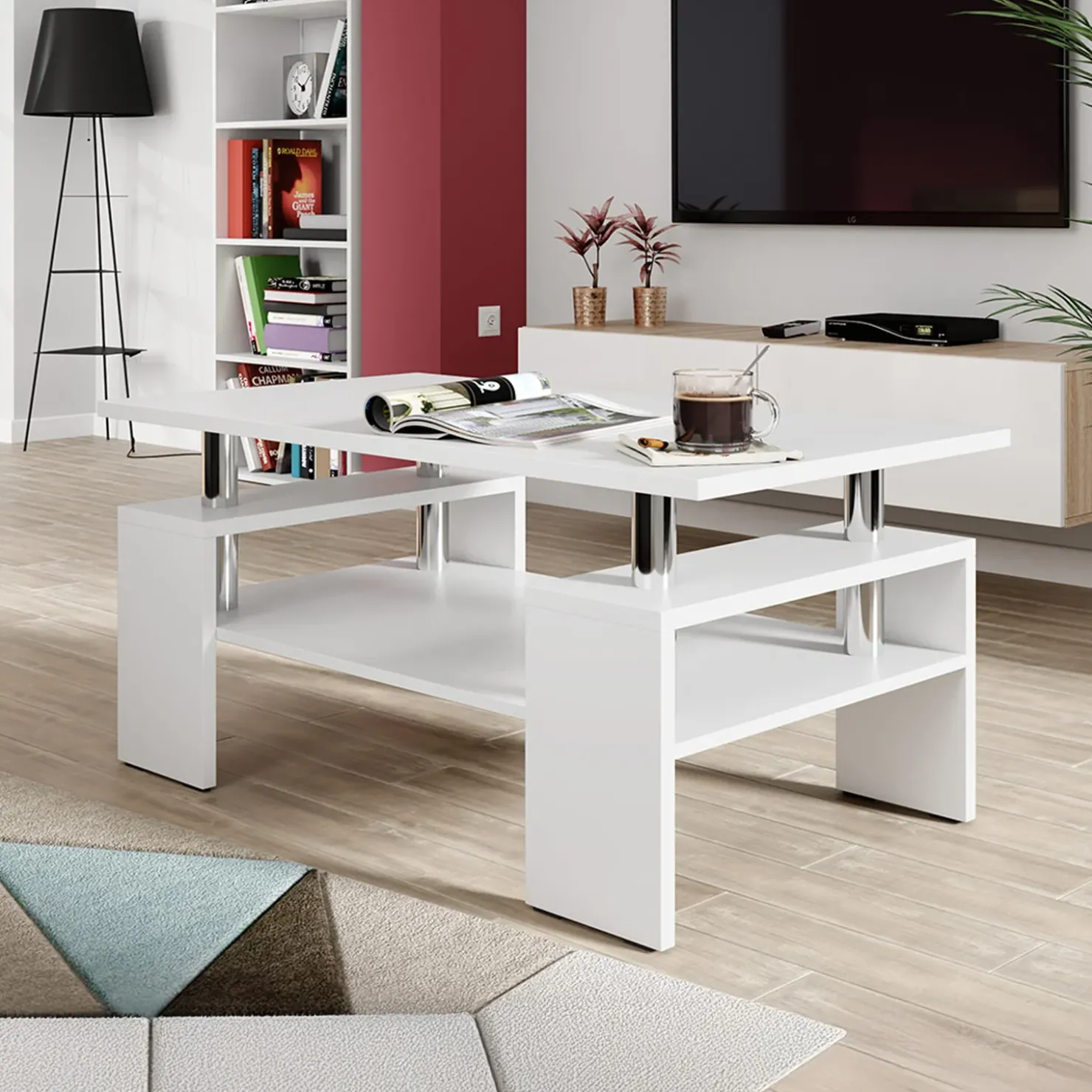 Garnero Arredamenti Tavolino da salotto 110x60cm design moderno bianco Thalena Bianco Opaco