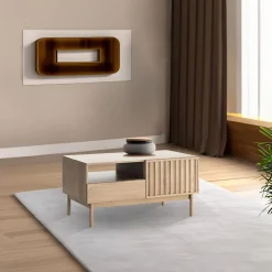 Garnero Arredamenti Tavolino da salotto 106x53cm design cannettato rovere Colby Best