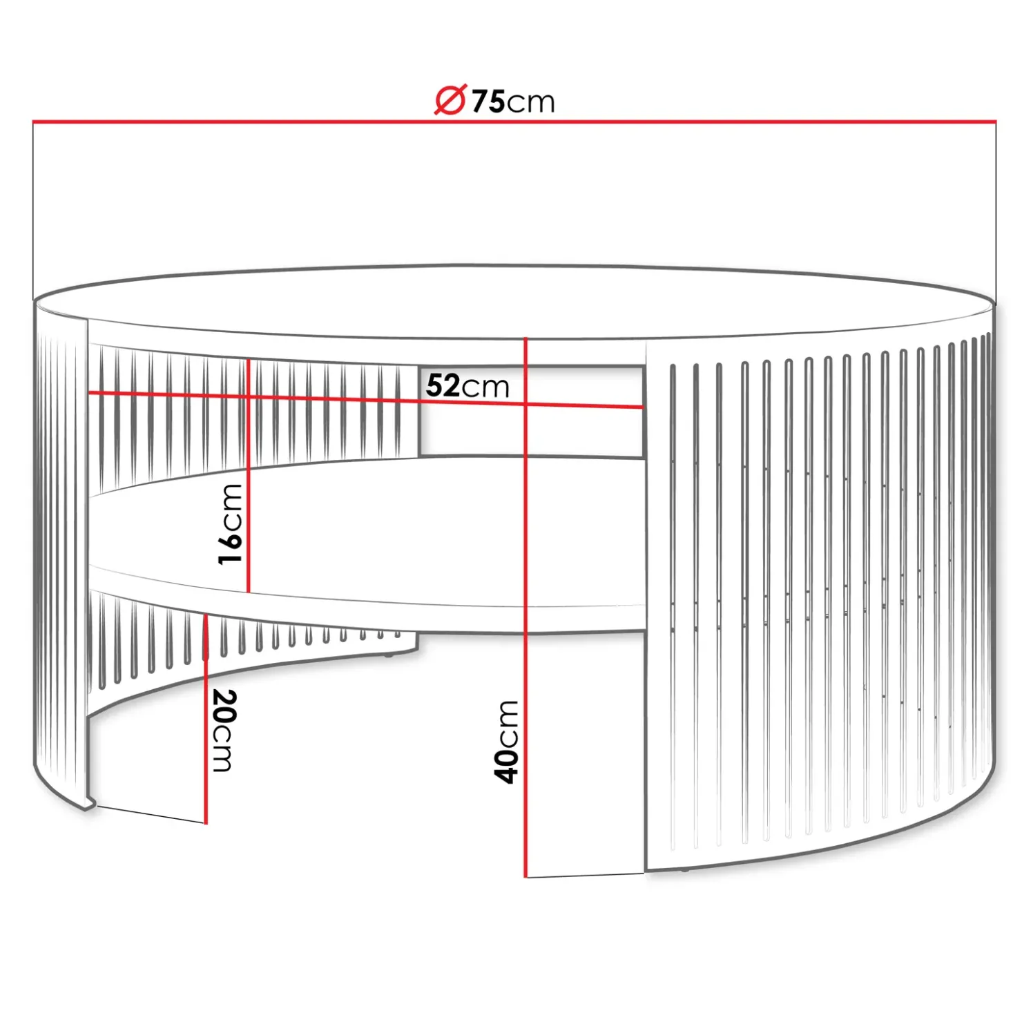 Garnero Arredamenti Tavolino da salotto 75x75cm design moderno nero Elisera Nero Opaco