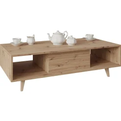 Garnero Arredamenti Tavolino da salotto 120x60cm design cannettato rovere Branch Discount