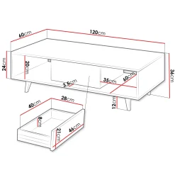 Garnero Arredamenti Tavolino da salotto 120x60cm design cannettato rovere Branch Discount
