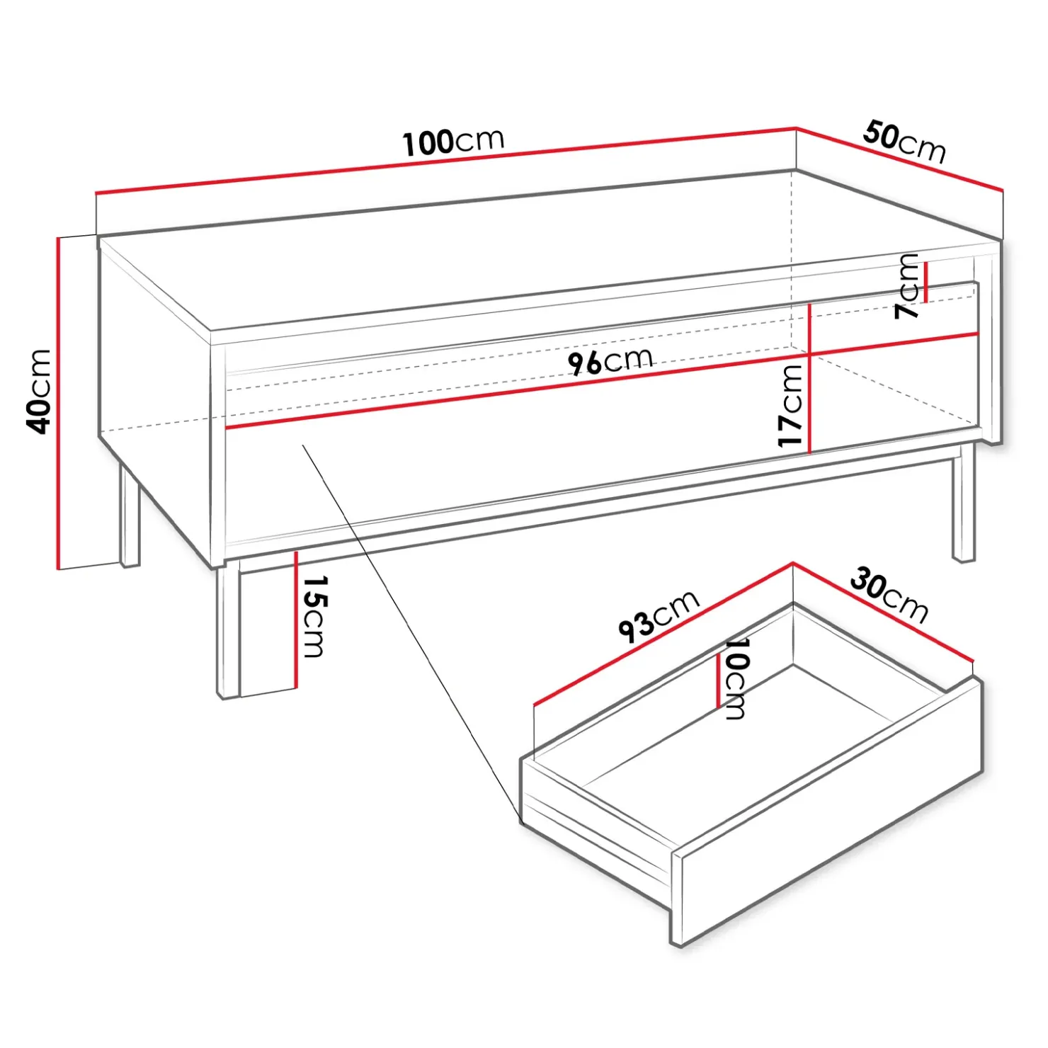 Garnero Arredamenti Tavolino da salotto 100x50cm design cannettato nero Strike Nero Opaco Clearance