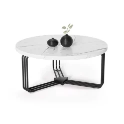 Garnero Arredamenti Tavolino da salotto 80x36cm effetto marmo bianco nero Elan Best