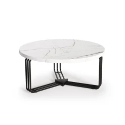 Garnero Arredamenti Tavolino da salotto 80x36cm effetto marmo bianco nero Elan Best