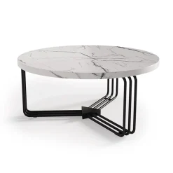 Garnero Arredamenti Tavolino da salotto 80x36cm effetto marmo bianco nero Elan Best