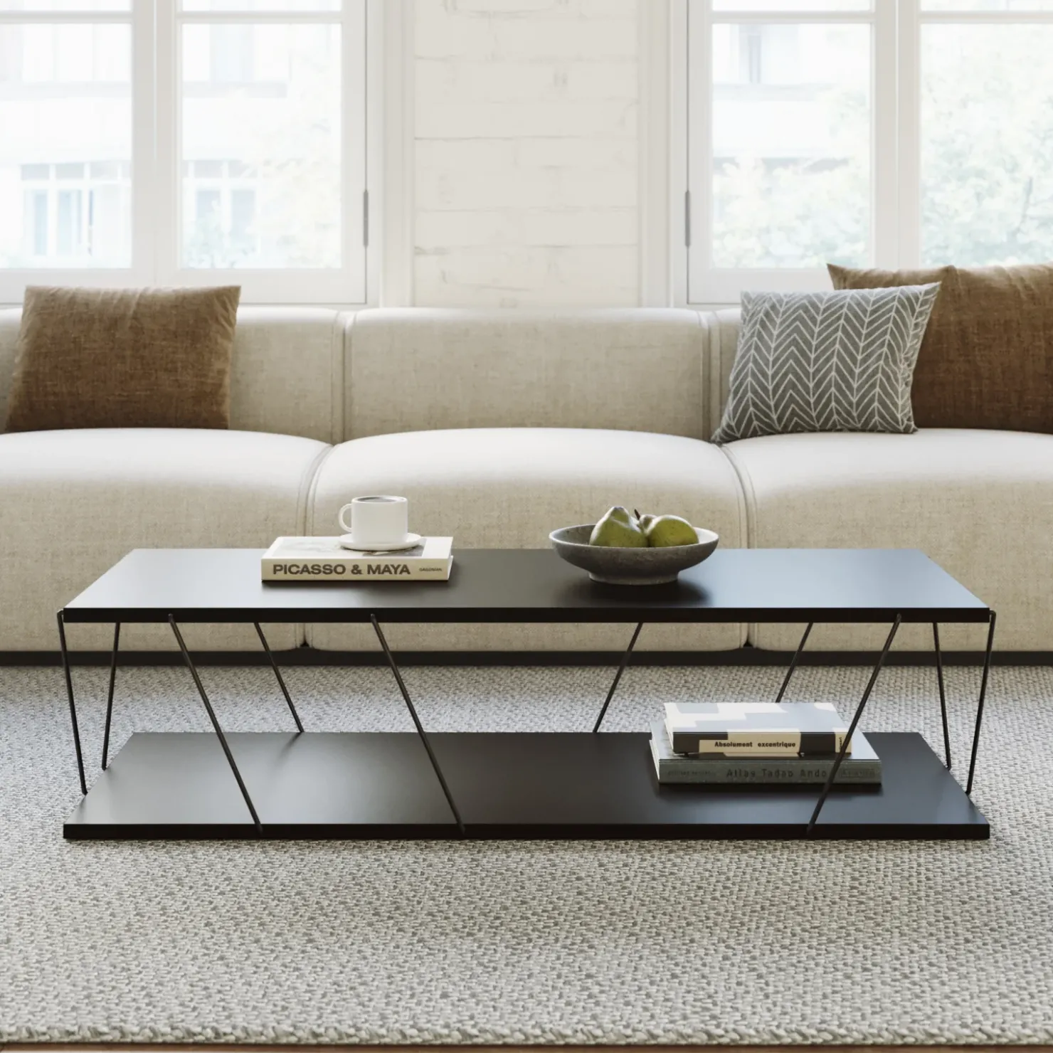 Garnero Arredamenti Tavolino da salotto 120x50cm industrial antracite Taleggio