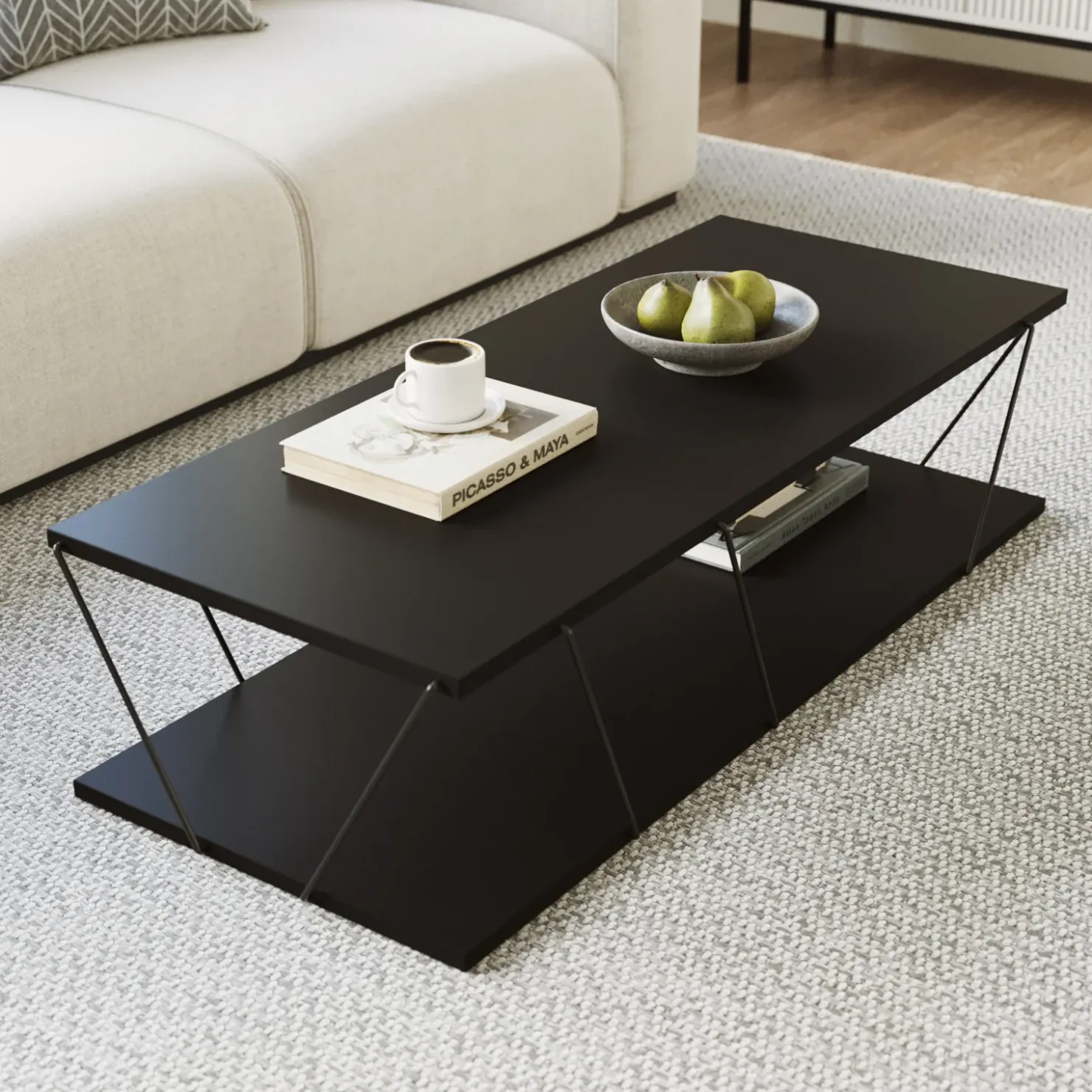 Garnero Arredamenti Tavolino da salotto 120x50cm industrial antracite Taleggio