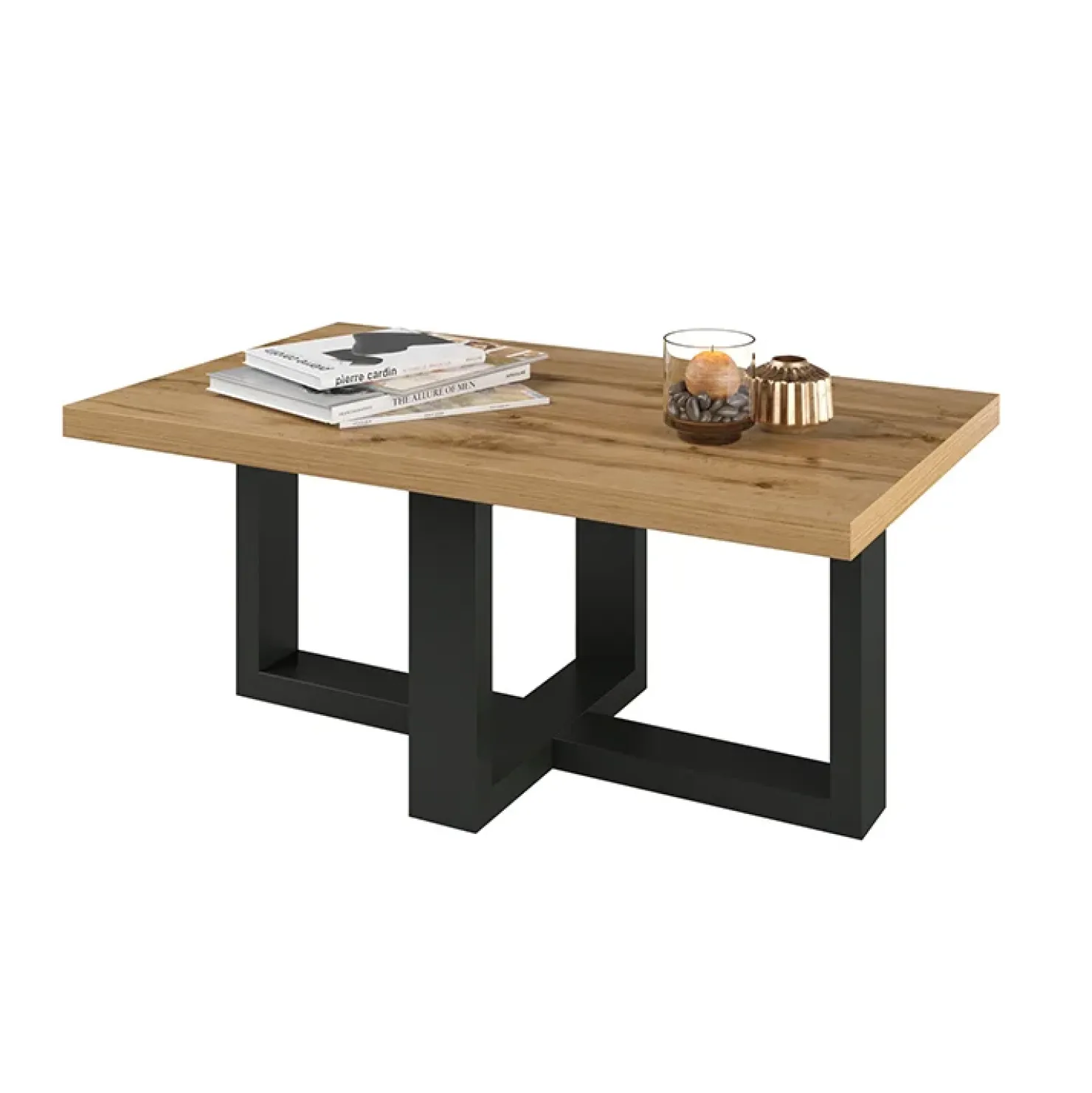 Garnero Arredamenti Tavolino da salotto 102x60cm industrial rovere nero opaco Lines Sale