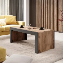 Garnero Arredamenti Tavolino da salotto 120x60cm moderno rovere rustico antracite Calyssa