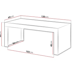 Garnero Arredamenti Tavolino da salotto 120x60cm moderno rovere rustico antracite Calyssa