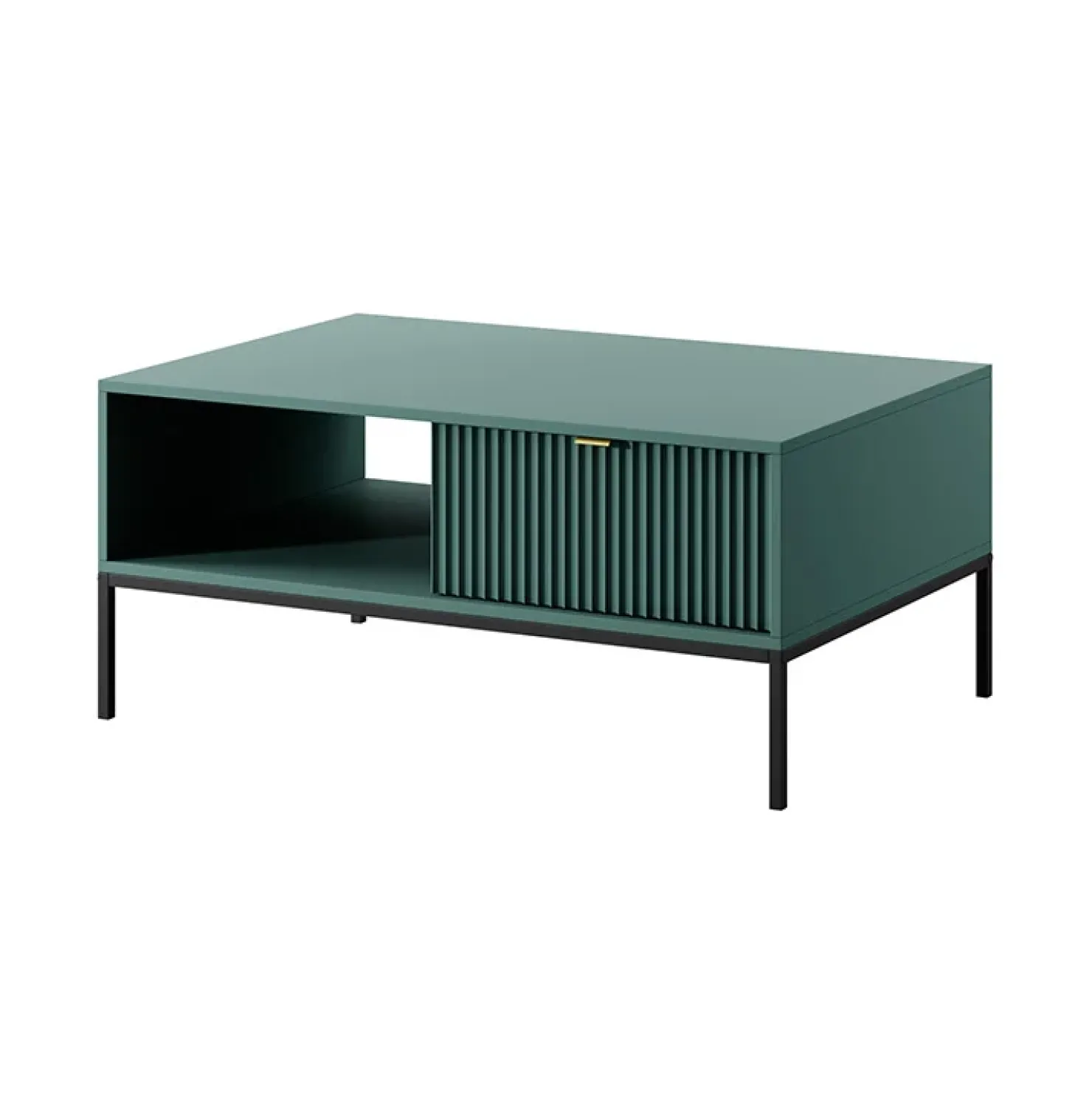 Garnero Arredamenti Tavolino da salotto 104x46cm moderno con cassetto cannettato verde Alisa Discount