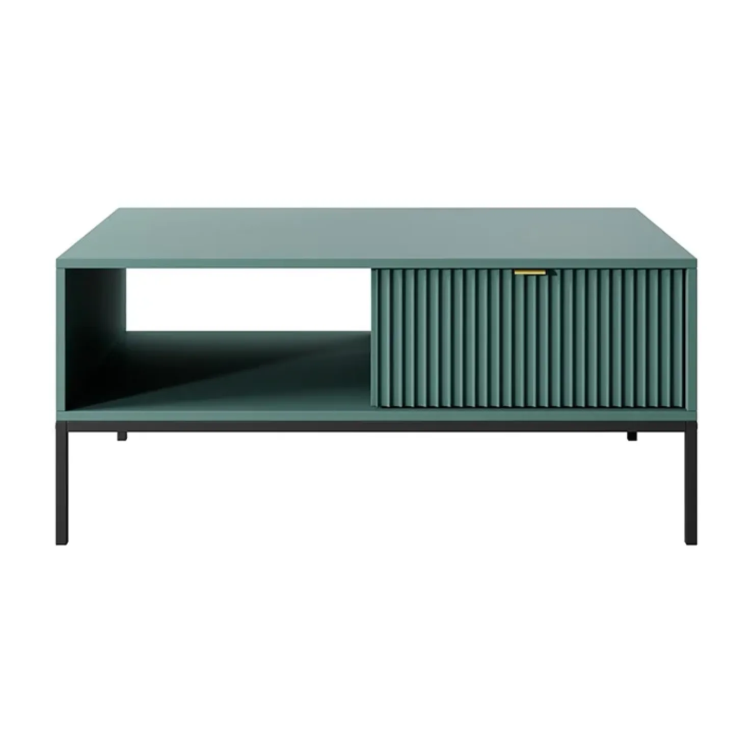 Garnero Arredamenti Tavolino da salotto 104x46cm moderno con cassetto cannettato verde Alisa Discount