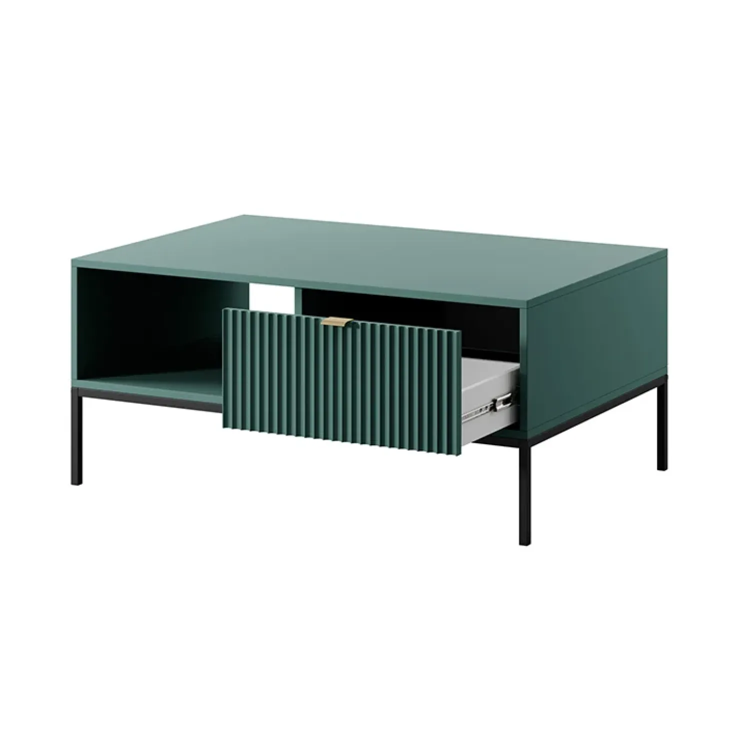 Garnero Arredamenti Tavolino da salotto 104x46cm moderno con cassetto cannettato verde Alisa Discount